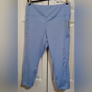 Nicole Miller Sport XL blue Capri High Waistband media pocket leggings yoga NWT